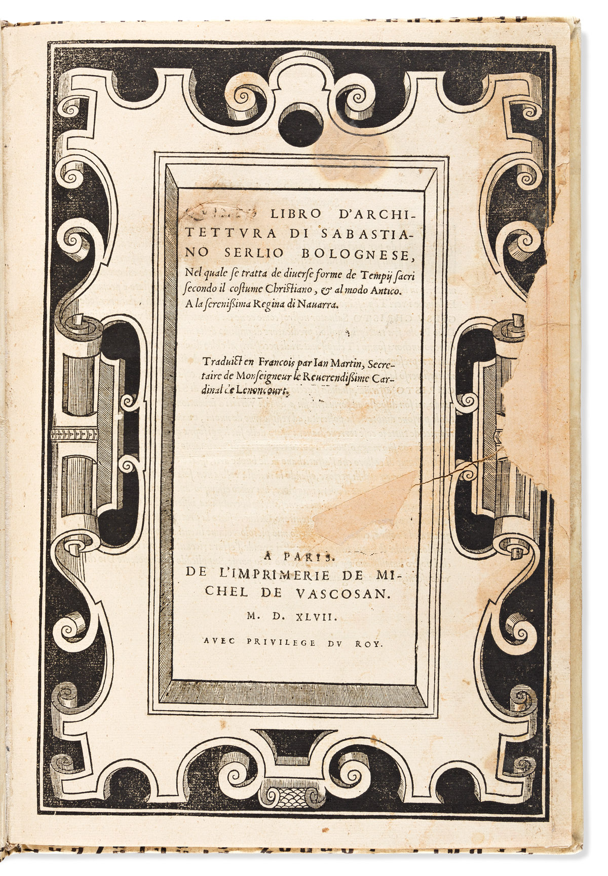 Serlio, Sebastiano (1475-c. 1554) Incomple Fragments of Libro dArchitettura.